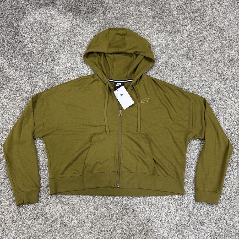Nike Sportswear Jacket Cropped Hoodie Full-Zip Jacket Military Green Women’s M